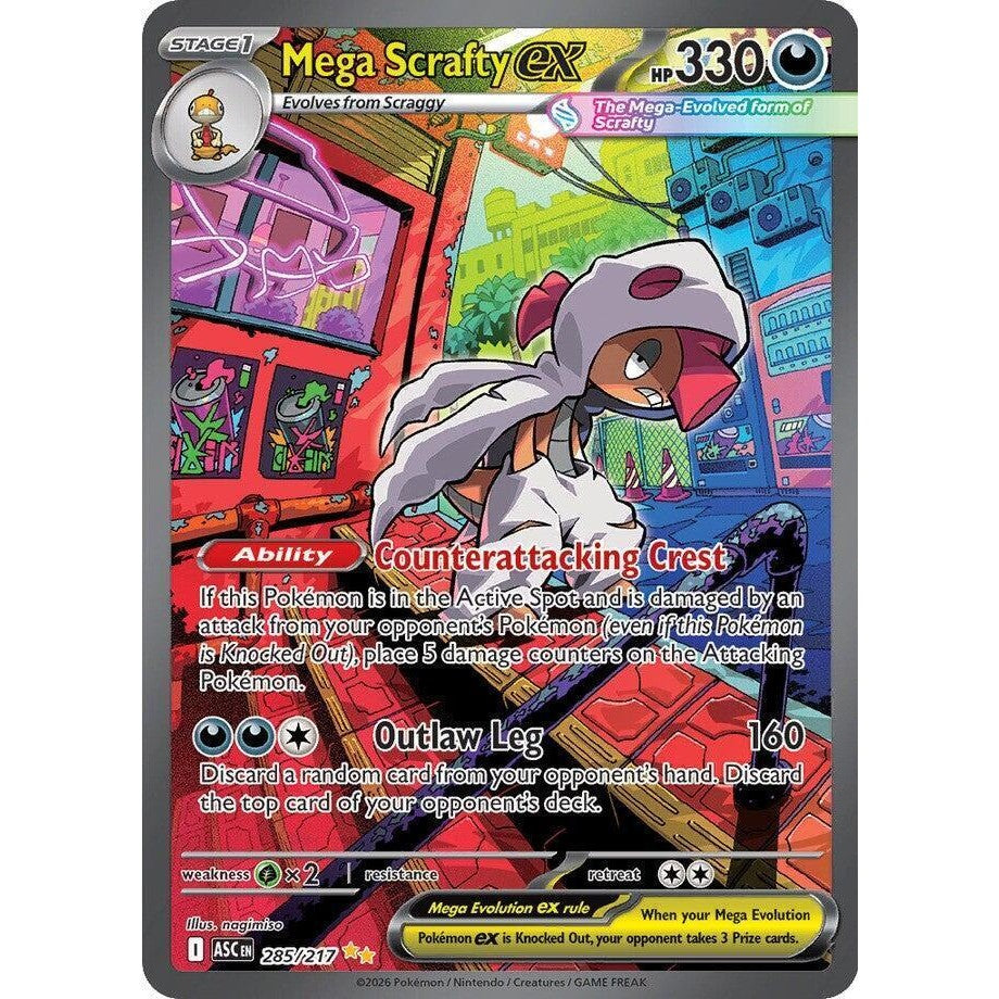 Pokémon TCG: Mega Scrafty Ex #285 – Tekli Kart (İngilizce)